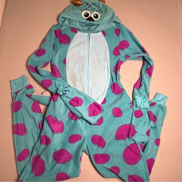 Disney Pants - Disney Monsters Inc Adult Sulley Kigurumi Fleece Costume Lounge Suit Sz S/M Blue